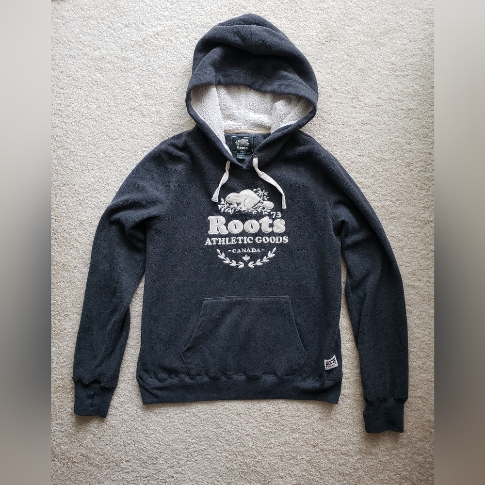 Roots Grey Logo Fleece Hoodie